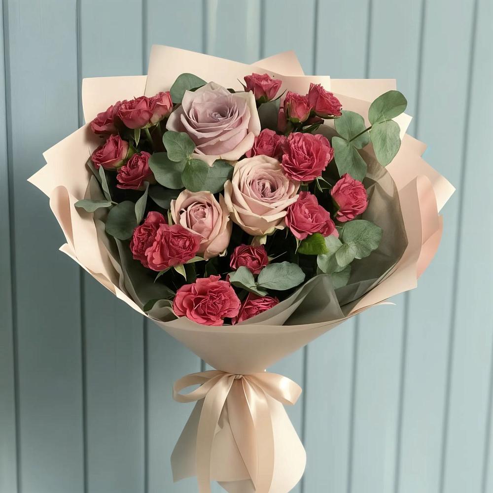 Букет цветов из: Гвоздики и Розы в Поселок совхоза Раменский