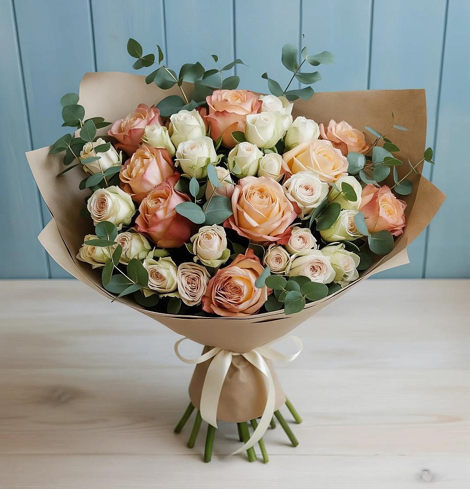 Букет цветов из: Альстромерии и Розы в Поселок совхоза Раменский