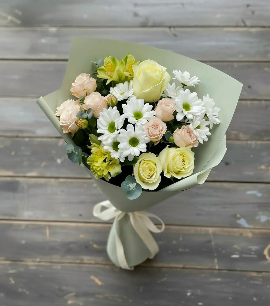 Букет цветов из: Альстромерии, Розы и Хризантемы в Поселок совхоза Раменский