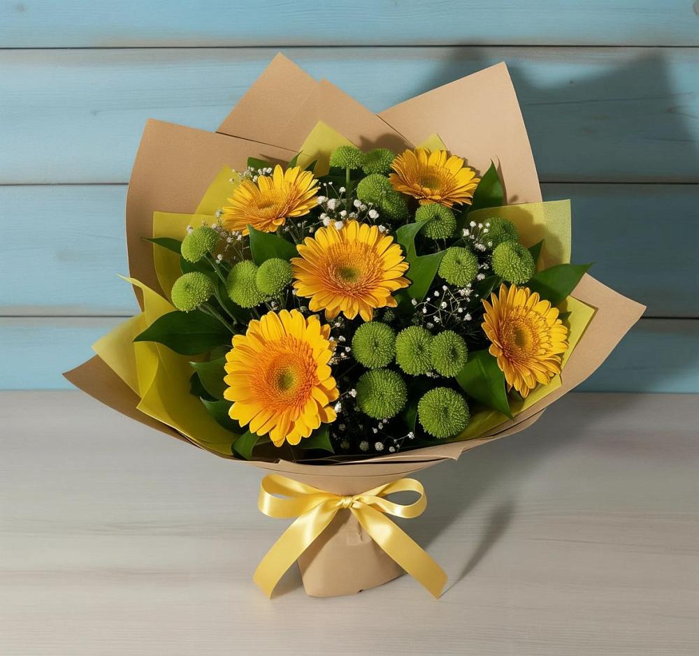 Букет цветов из: Герберы и Хризантемы в Поселок совхоза Раменский