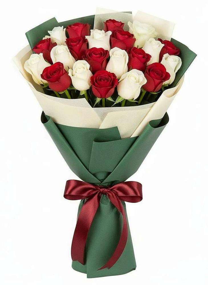 Букет Микс из красных и белых роз в Поселок совхоза Раменский