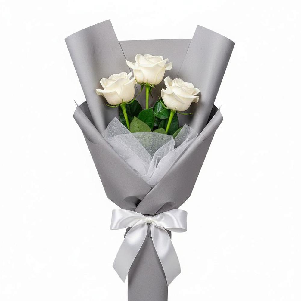 Букет 3 белые розы в Поселок совхоза Раменский