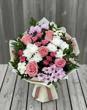 Букет цветов из:  Альстромерии, Гвоздики, Розы и Хризантемы в Поселок совхоза Раменский