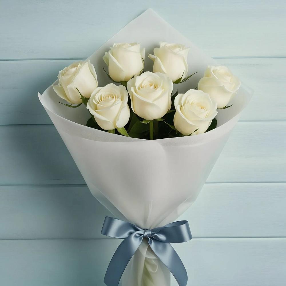 Букет 7 Белых роз Эдлесс Лав в Поселок совхоза Раменский